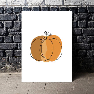 Boho Minimal Pumpkin Herfst Poster