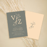 Boho Minimal Sage Green Leaf Monogram Wedding Kaart<br><div class="desc">Deze elegante en minimale trouwuitnodiging is perfect voor de zomer- en lenteseizoenen. Het kenmerkt moderne bladlijnkunst met eenvoudige monogram typografie. Het kleurenschema omvat groenbeige en roombeige sage. Het is een hedendaags, bohemisch, rustisch en eenvoudig, het perfecte ontwerp om indruk te maken op je gasten. ***BELANGRIJKE NOTA VAN HET ONTWERP: Voor...</div>