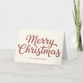 Boho Minimal Script Merry Christmas Feestdagen Kaart
