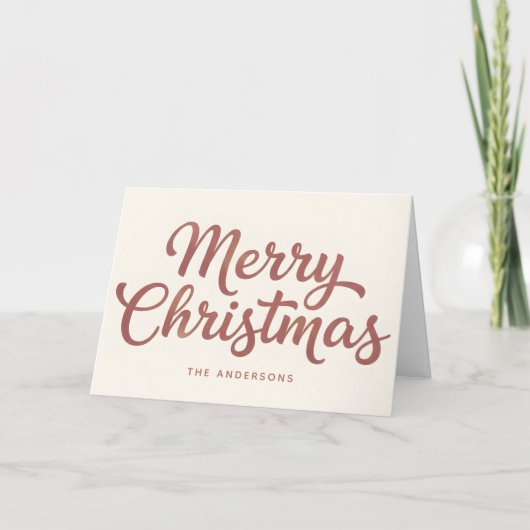 Boho Minimal Script Prettig Kerstfeest Feestdagen Kaart (Voorkant)