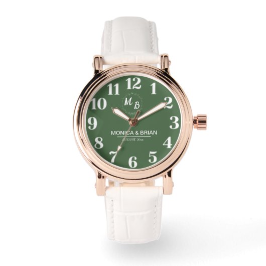 Boho minimal simple Floral Monogram Horloge (Voorkant)