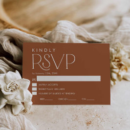 Boho Minimal Terracotta Bruiloft RSVP Kaart