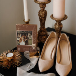 Boho Minimal Terracotta Square Photo Save the Date