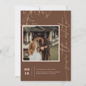 Boho Minimal Terracotta Square Photo Save the Date (Voorkant)