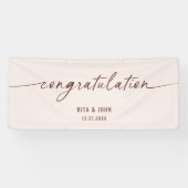 Boho Minimal Wedding Gefeliciteerd Handschrift Spandoek (Horizontaal)