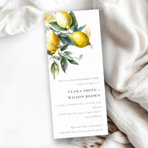 Boho Minimal Yellow Lemon Garden Verloving Kaart