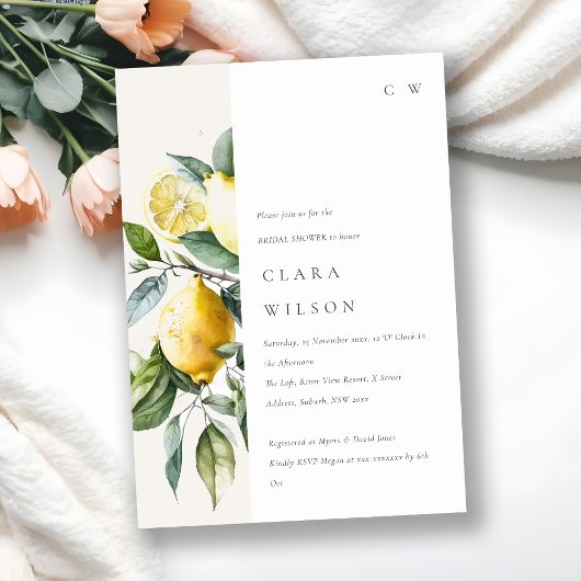 Boho Minimal Yellow Lemon Garden Vrijgezellenfeest Kaart