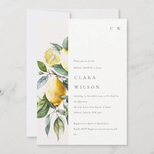 Boho Minimal Yellow Lemon Garden Vrijgezellenfeest Kaart (Voorkant)