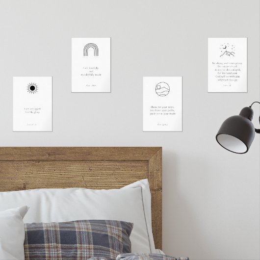 Boho minimal zwart kinder bijbel vers set van 4 pr (Slaapkamer)