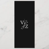 Boho minimale blad monogram bruiloft menu (Achterkant)