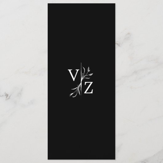 Boho minimale blad monogram bruiloft menu (Achterkant)