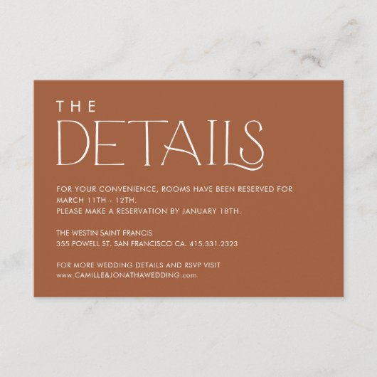 Boho minimale bruiloft details behuizing Kaart (Voorkant)