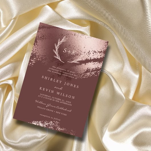 Boho minimale Elegantie Blad monogram Rustieke bru Kaart