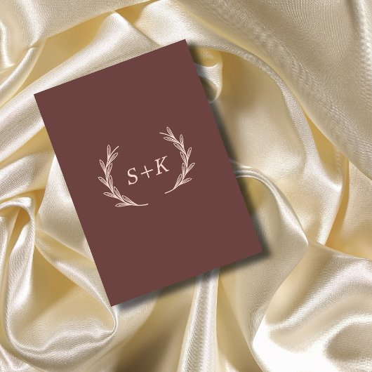 Boho minimale Elegantie Blad monogram Rustieke bru Kaart