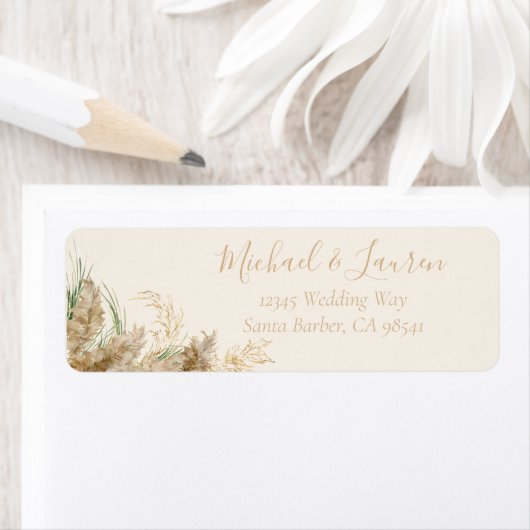 Boho Minimale Pampas Grass Crème Label (Insitu)