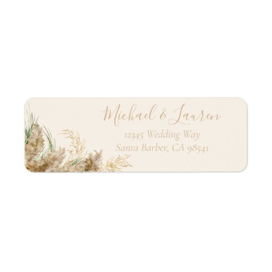 Boho Minimale Pampas Grass Crème Label (Voorkant)