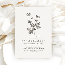 Boho Minimale Wildflower Trouw Rehearsal Dinner Kaart