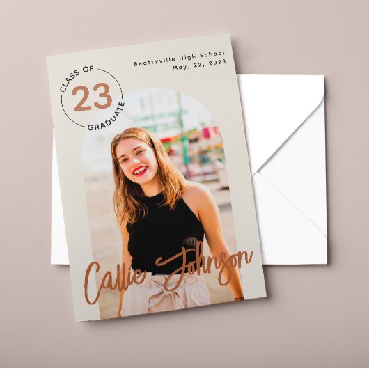 Boho Minimalist Afstuderen Foto Aankondiging Kaart