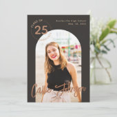 Boho Minimalist Afstuderen Foto Aankondiging Kaart (Staand voorkant)