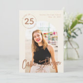 Boho Minimalist Afstuderen Foto Aankondiging Kaart (Staand voorkant)