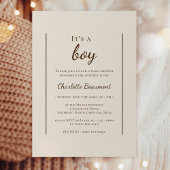 Boho Minimalist Beige Het is een Boy Baby shower Kaart