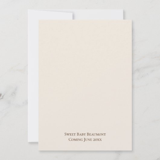 Boho Minimalist Beige Het is een Boy Baby shower Kaart (Achterkant)