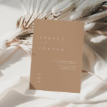 Boho minimalist Beige Tan Wedding Uitnodiging<br><div class="desc">Deze eenvoudige en elegante uitnodiging is perfect voor een moderne bruiloft. Het ontwerp is voorzien van een handgeschreven lettertype en een modern, minimalistisch ontwerp. Ontworpen om te coördineren met voor het Collectie van de Uitnodiging van de Weddenschap "SERENA". Klik op 'Personaliseren' als je je namen, trouwlocatie en datum en andere...</div>