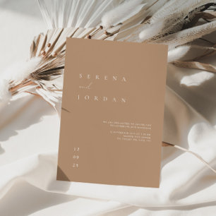 Boho minimalist Beige Tan Wedding Uitnodiging