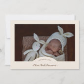 Boho minimalist beige twee foto geboorte aankondiging (Voorkant)