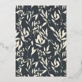 Boho minimalist Black Floral Art Wedding Gold Folie Uitnodiging (Achterkant)