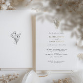 Boho Minimalist Black White Wedding Invitation Folie Uitnodiging