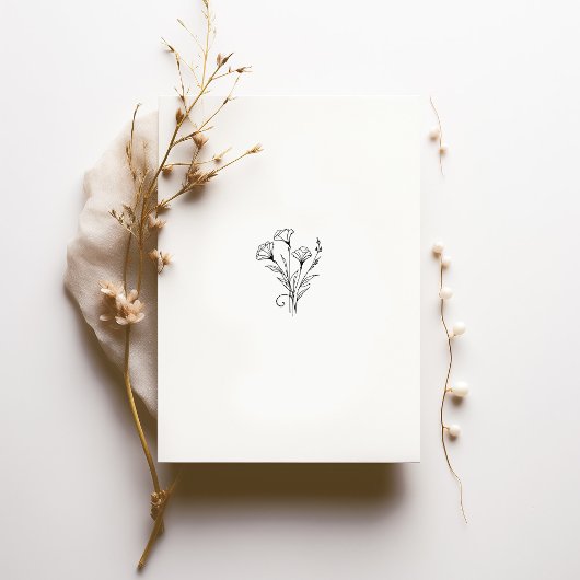 Boho Minimalist Black White Wedding Invitation Kaart