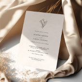 Boho Minimalist Black White Wedding Invitation Kaart