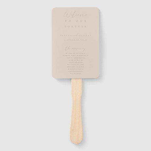 Boho minimalist Blush Pink Wedding Programme Handwaaier (Voorkant)