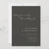 Boho Minimalist Botanical Black and Ivory Wedding Kaart (Voorkant)