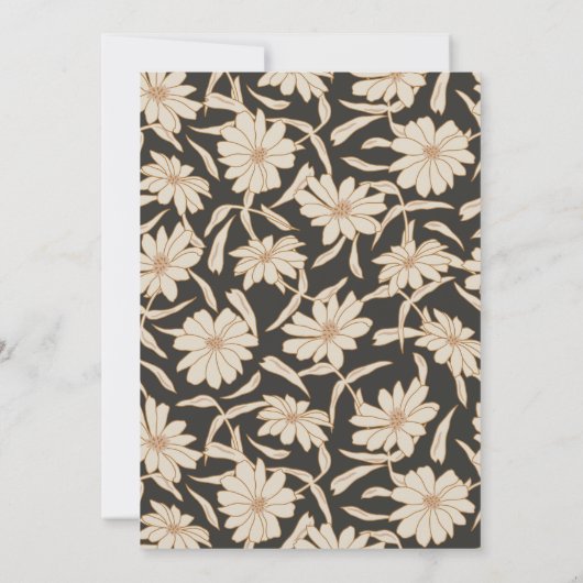 Boho Minimalist Botanical Black and Ivory Wedding Kaart (Achterkant)