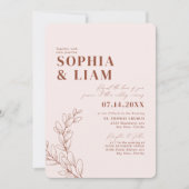 Boho minimalist Botanical Blush Terracotta Wedding Kaart (Voorkant)