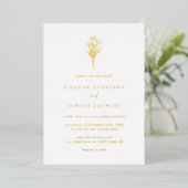 Boho minimalist Botanical Bouquet Photo Wedding Folie Uitnodiging (Staand Voorkant)