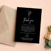 Boho Minimalist Botanicals Black Fall Wedding Bedankkaart