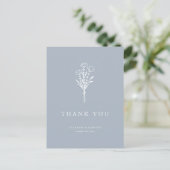 Boho Minimalist Botanicals Dusty Blue Bedankt Briefkaart (Staand voorkant)