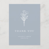 Boho Minimalist Botanicals Dusty Blue Bedankt Briefkaart (Voorkant)