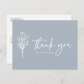 Boho Minimalist Botanicals Dusty Blue Bedankt Briefkaart (Voorkant / Achterkant)