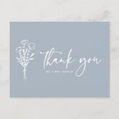Boho Minimalist Botanicals Dusty Blue Bedankt Briefkaart (Voorkant)