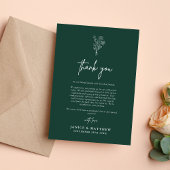 Boho Minimalist Botanicals Emerald Fall Wedding Bedankkaart