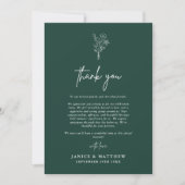 Boho Minimalist Botanicals Emerald Fall Wedding Bedankkaart (Voorkant)