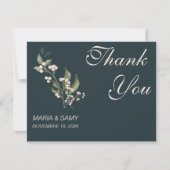 Boho Minimalist Botanicals groen Dank u Bedankkaart (Voorkant)