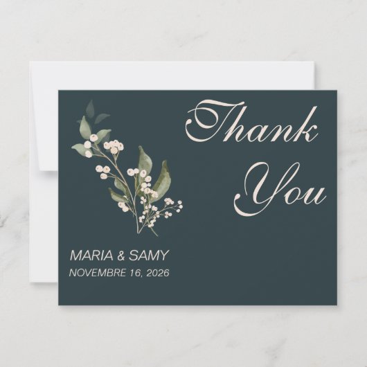 Boho Minimalist Botanicals groen Dank u Bedankkaart (Voorkant)