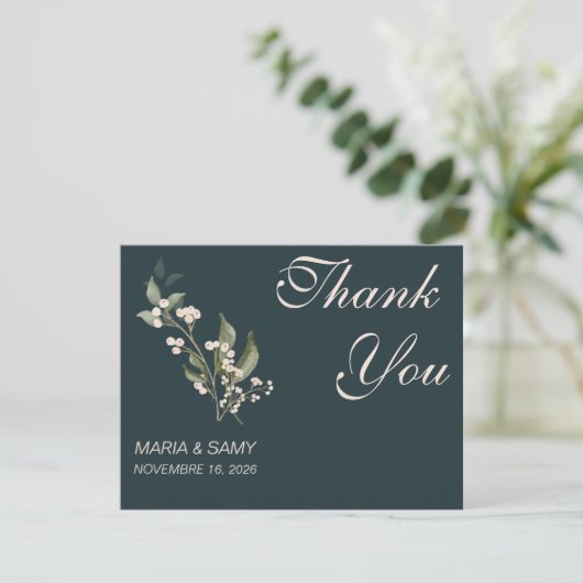 Boho Minimalist Botanicals groen Dank u Bedankkaart (Staand voorkant)