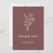 Boho Minimalist Botanicals Mauve Wedding Bedankkaart (Voorkant)