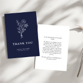 Boho Minimalist Botanicals Navy Blue Wedding Bedankkaart
